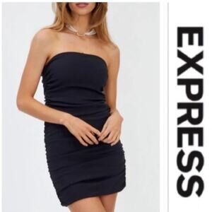 Black Ruched Black Bodycon Express Party Cocktail Mini Dress Womens Size Medium
